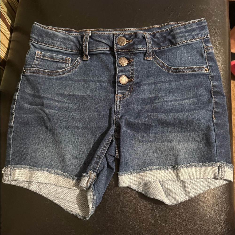 Blue Denim Cut-Off Shorts with Rolled Cuffs
